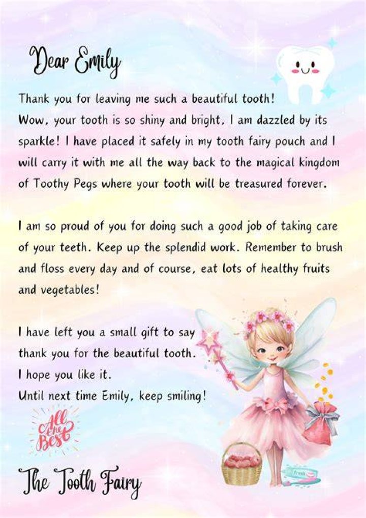 Does Tooth Fairy leave a note?