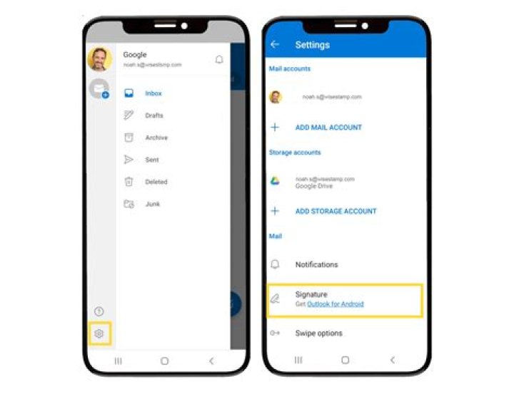 How do I set up an email signature on my phone?