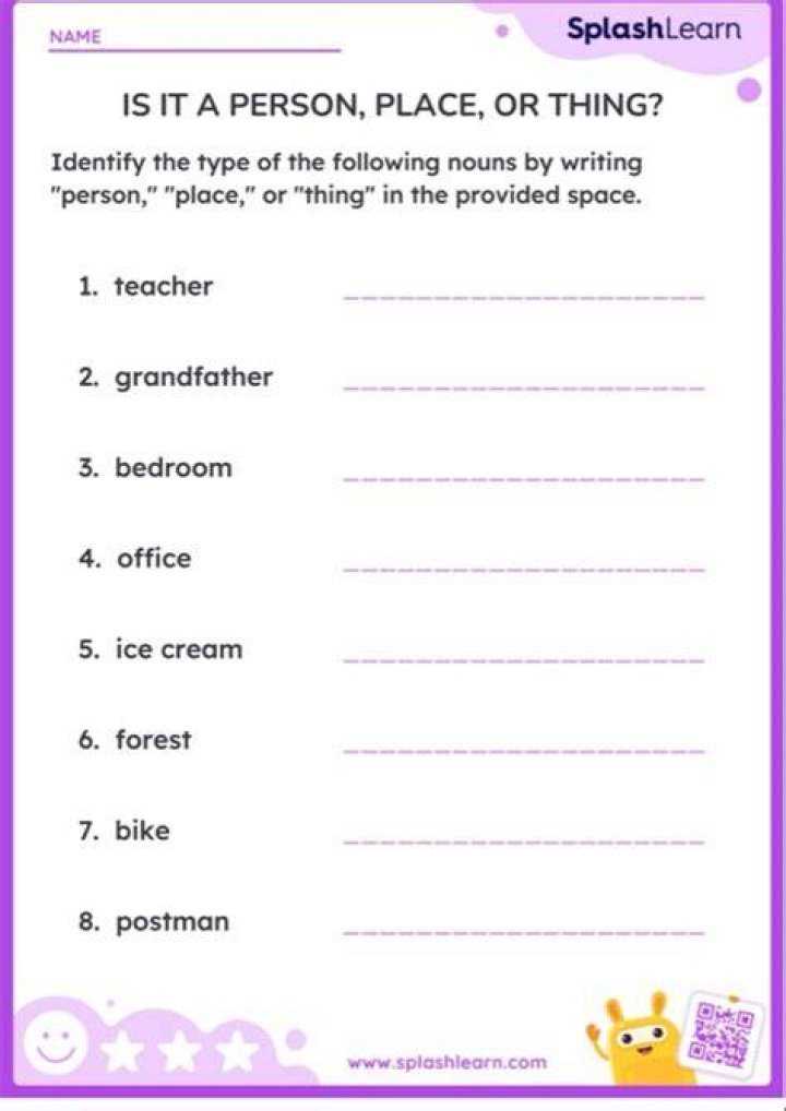 Is tree a person place or thing?