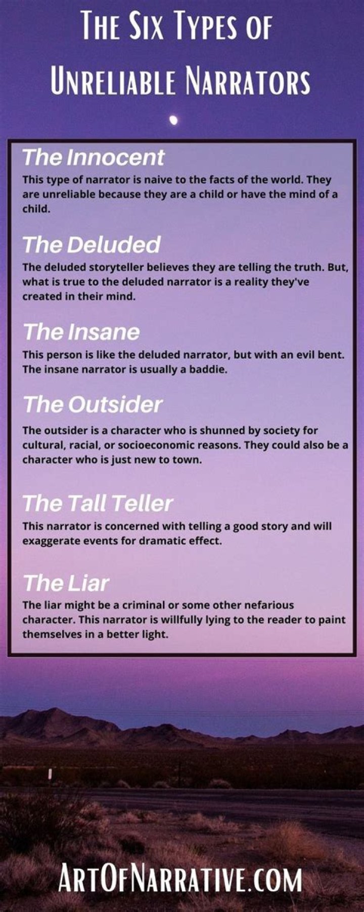 What are the six types of stories?
