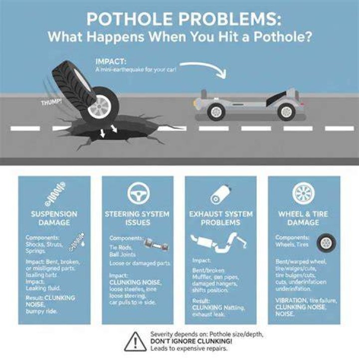 What can break when hitting a pothole?