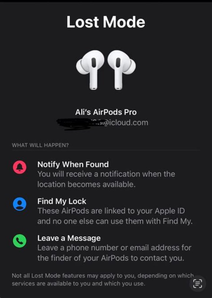 What happens when you activate lost AirPods?