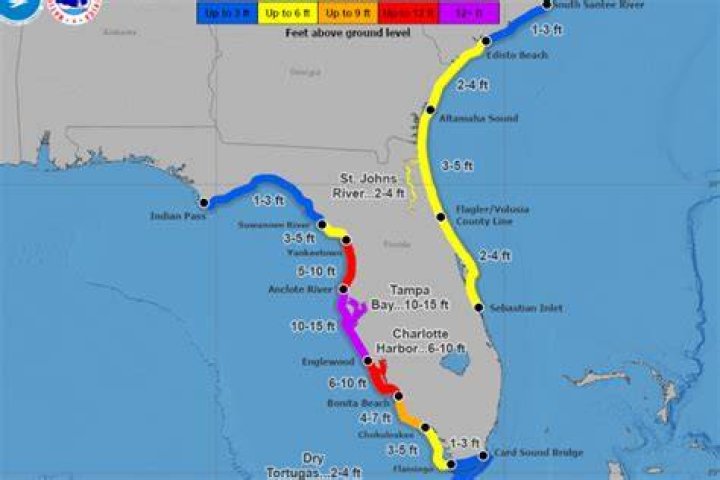 What part of Florida is least likely to be hit by a hurricane?