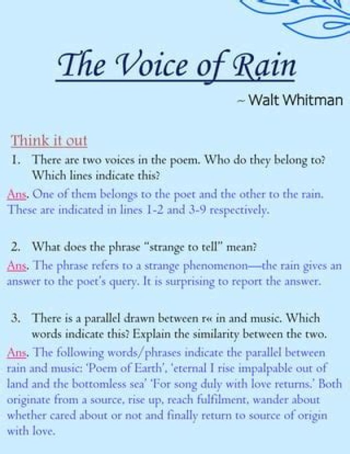 Why does the rain tell the poet that it is impalpable?