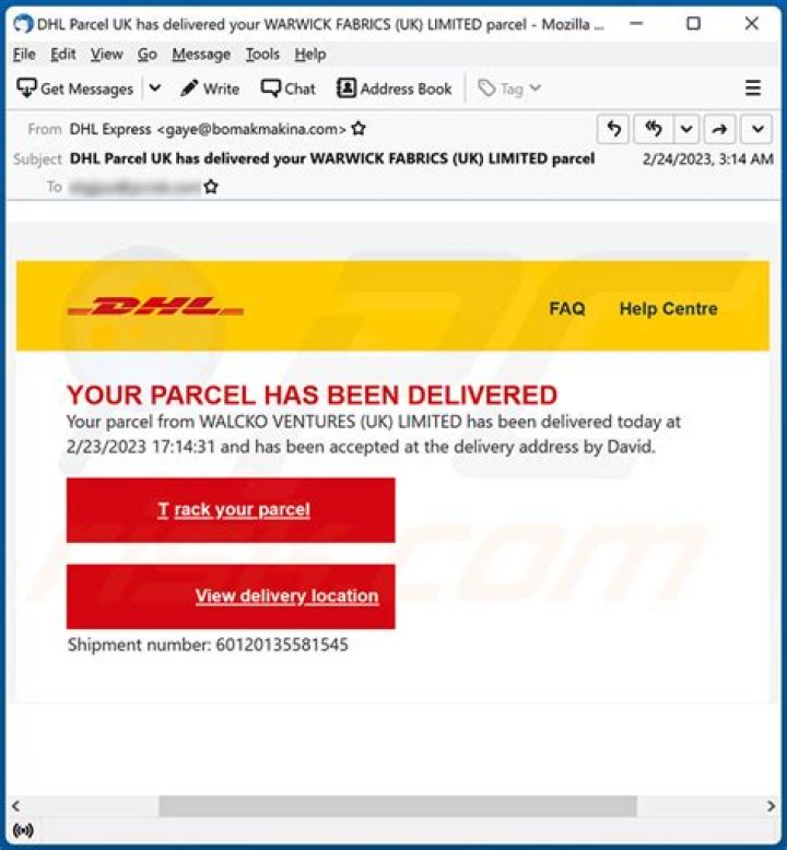 Why has DHL not delivered my parcel?